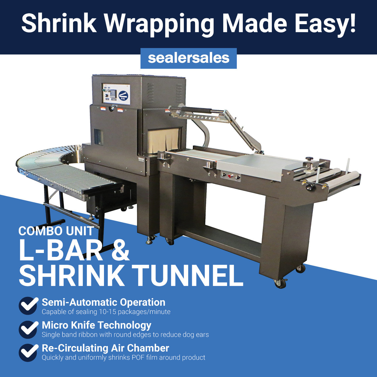 SS-1622MK Combo Shrink Tunnel & L-Bar Sealer
