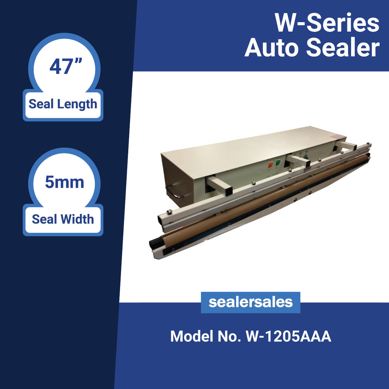 W-1205AAA: 47" W-Series Automatic Impulse Sealer w/ 5mm Seal Width