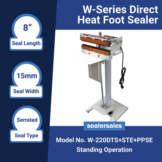 W-Series DIRECT Heat Sealer - Foot Operated w/ 15mm Seal Width