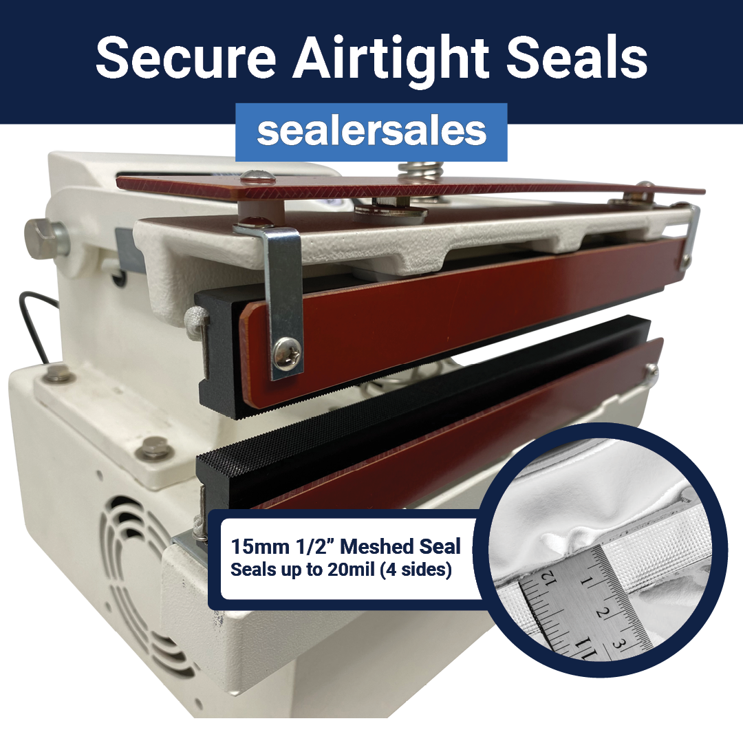 12" W-Series Table-Top Direct Heat Sealer w/ 15mm Seal Width - PTFE Coated