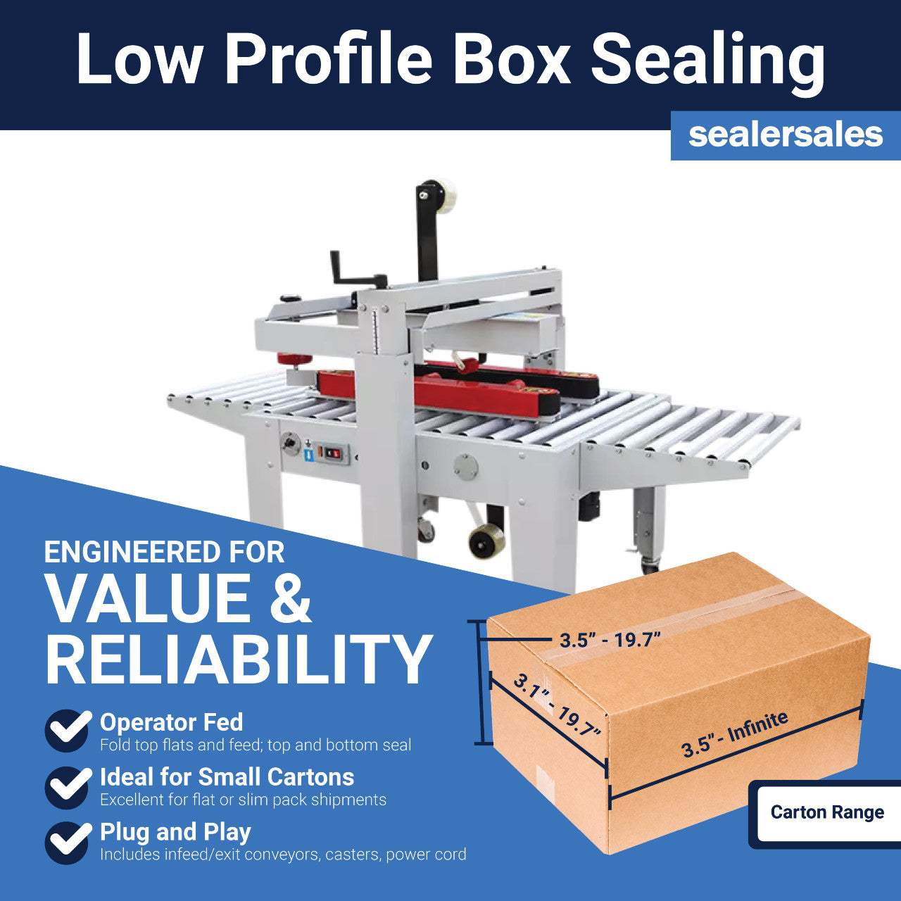 CS-5050AS Low Profile Semi-Automatic Carton Sealer