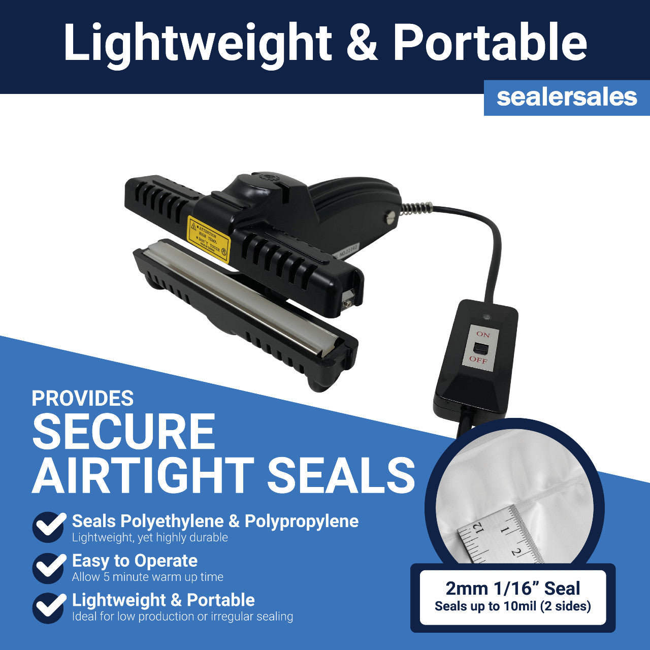 KF-Series Portable 6" Poly Sealer w/ 1/16" Seal Width