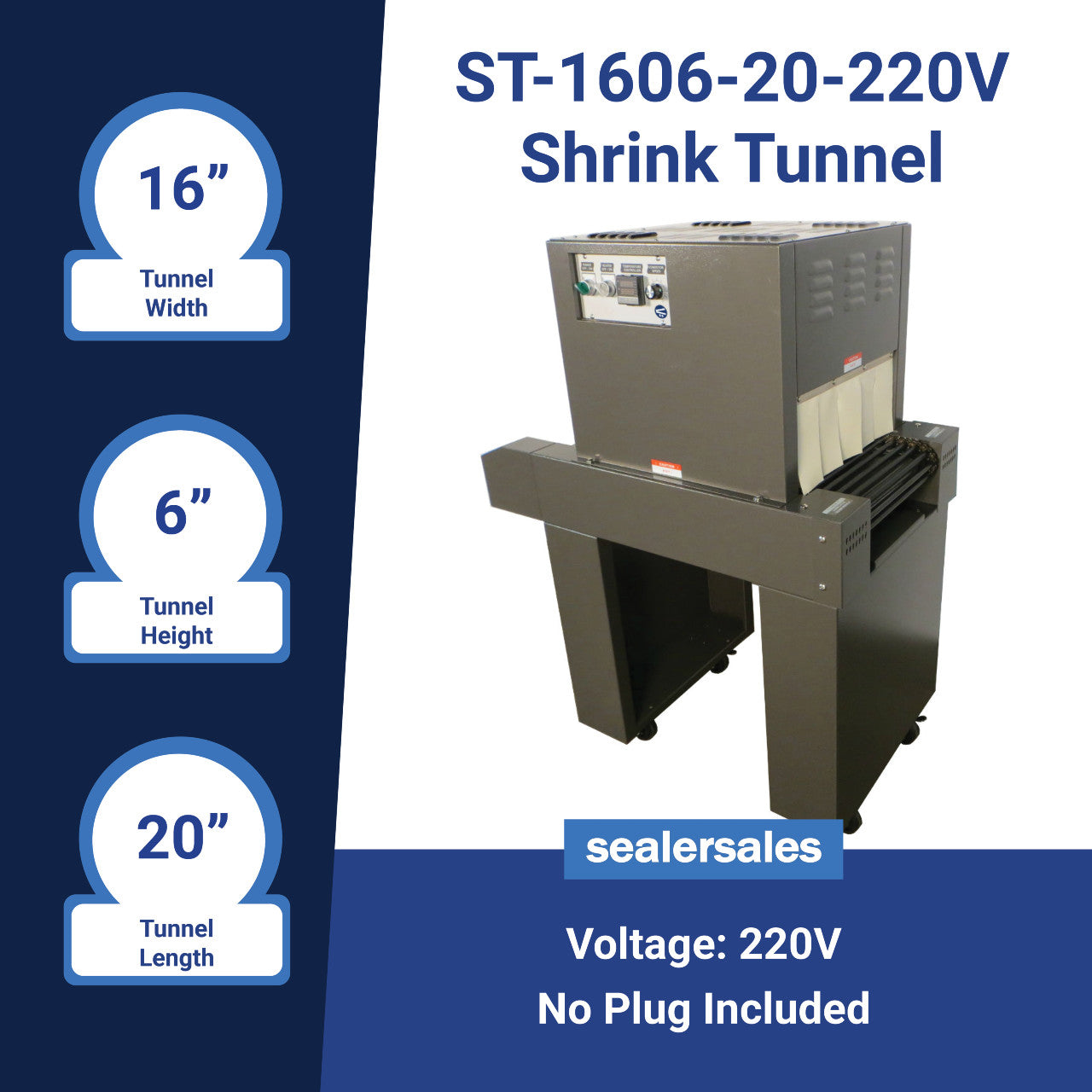 Light Duty: 16"W x 6"H x 20"L Shrink Tunnel