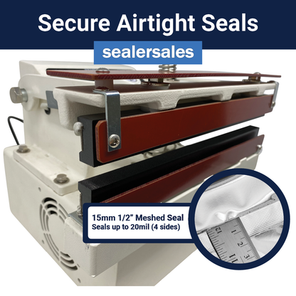 12" W-Series Table-Top Direct Heat Sealer w/ 15mm Seal Width - PTFE Coated