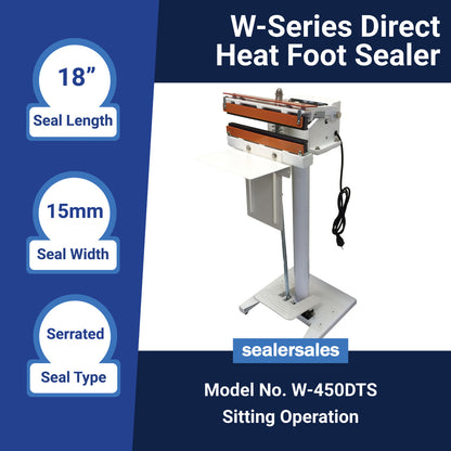 W-Series DIRECT Heat Sealer - Foot Operated w/ 15mm Seal Width