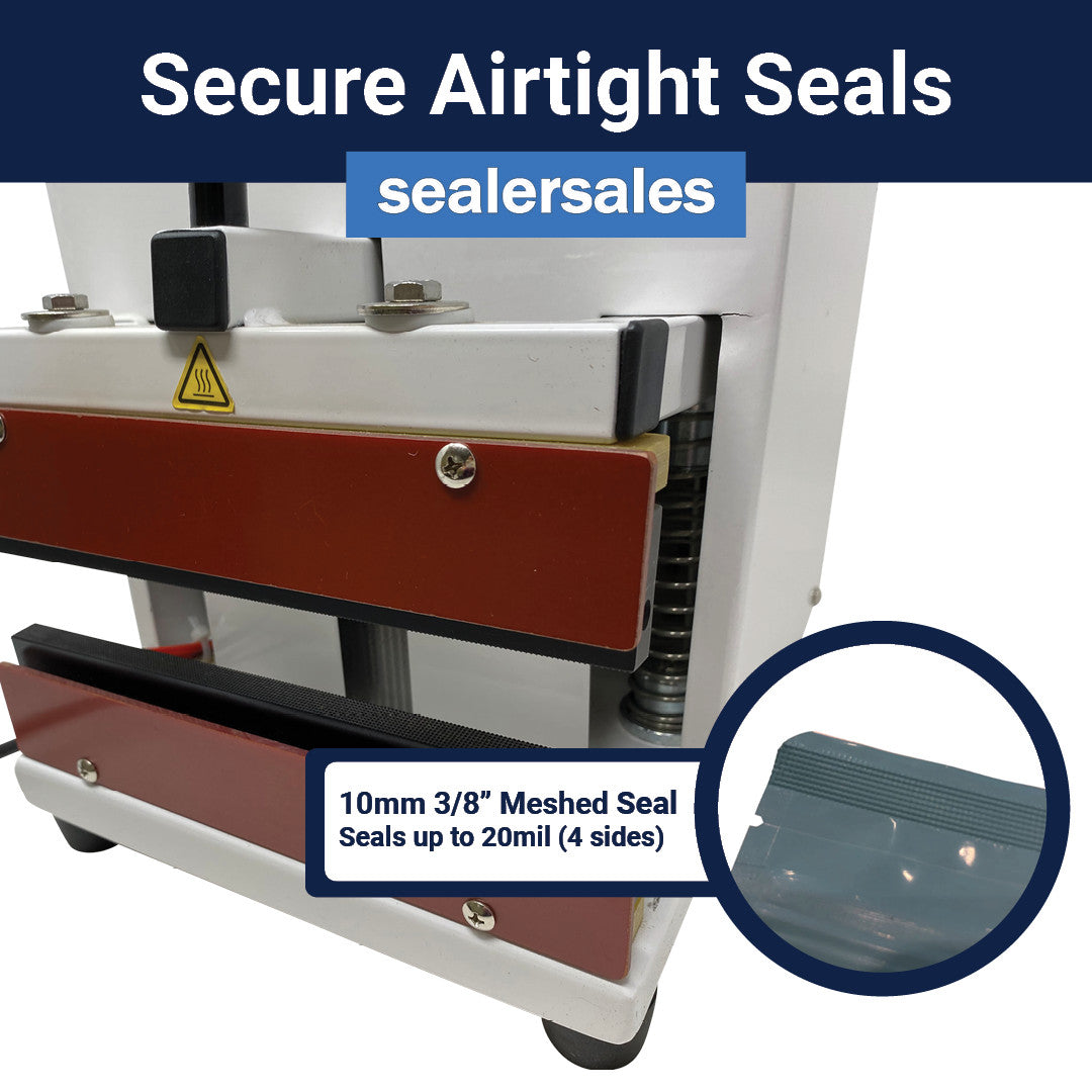 8" W-Series Table Top Direct Heat Sealer, Electromagnetic Control w/ 10mm Seal Width and Meshed Seal Bars