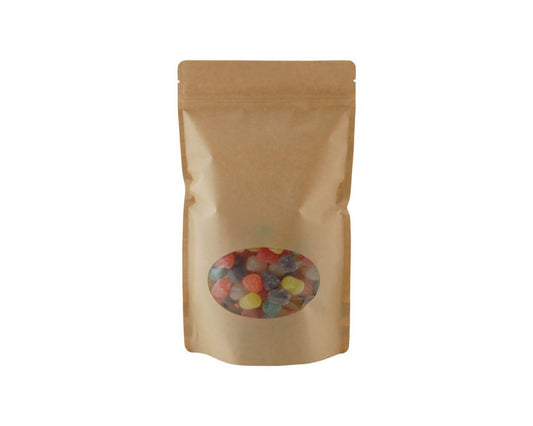 2oz (60g) Oval Window Stand Up Zip Pouches, Kraft, 2,000pcs